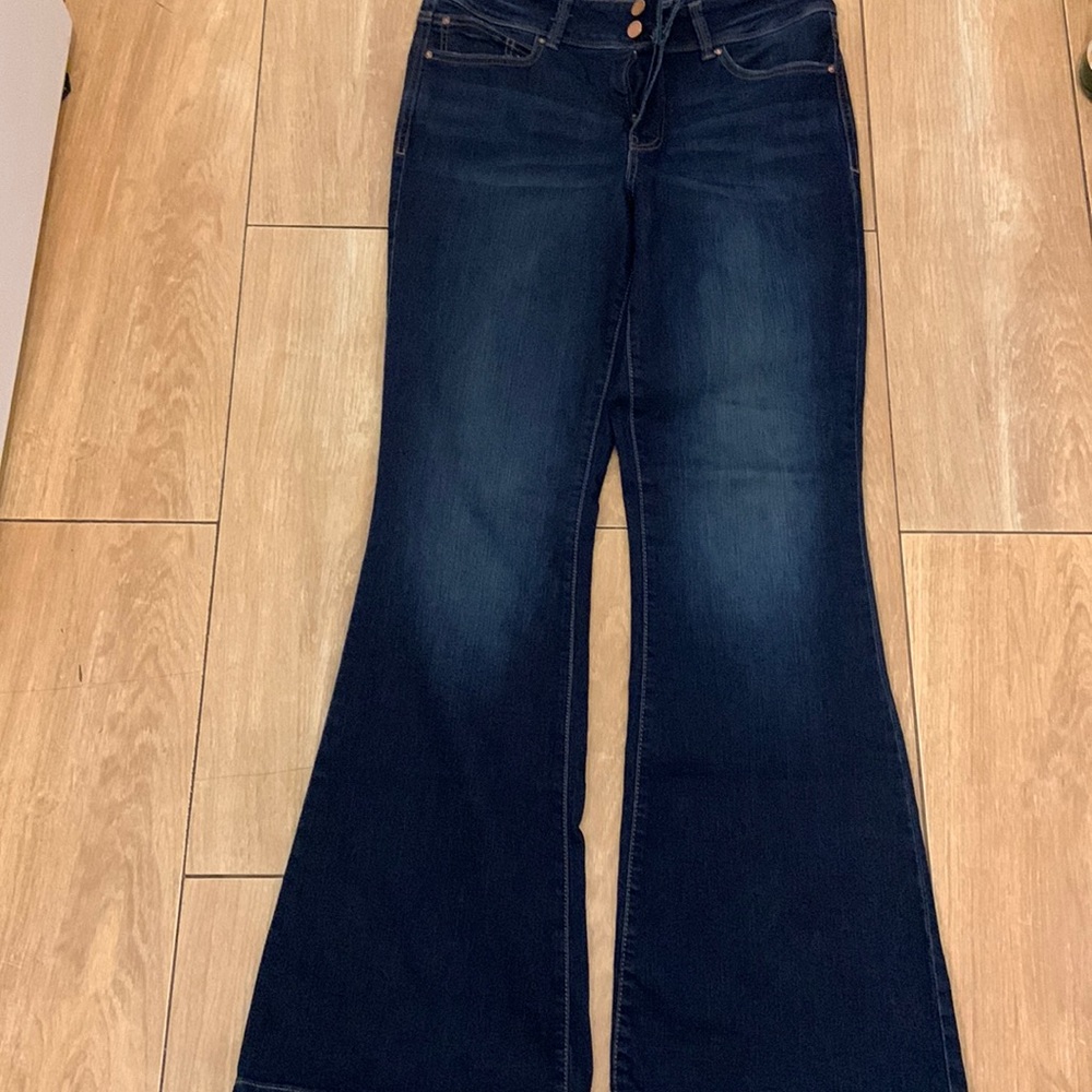 Lot of 2 mid rise, flare  jeans (dark wash and medium wash)